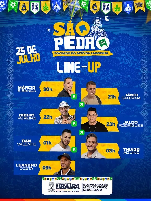 Ubaíra confirma São Pedro do Alto da Lagoinha com Thiago Aquino e Jaldo Sem Retoque