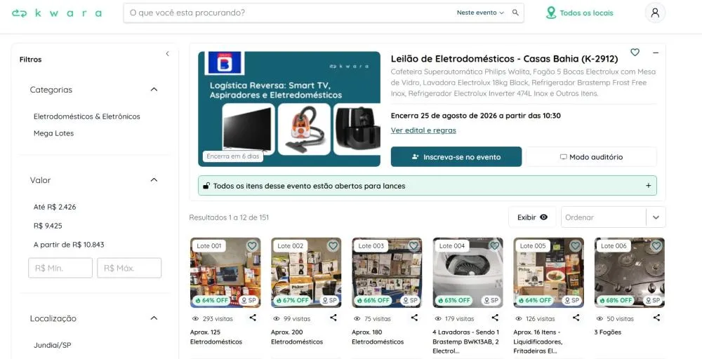 Casas Bahia realiza leilão de estoque de lojas fechadas com descontos de até 60%